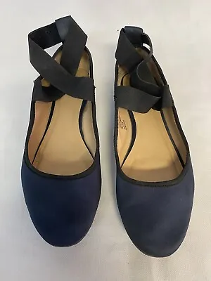 Mossimo Supply Co. Ballet Flats Women's Jane Elastic Ankle Wrap Navy Size 7.5 • $17.95