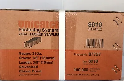 80 Series 3/8  21 Gauge 1/2  Crown Fine Wire Galvanized Staples 10/Case 100000 • $100