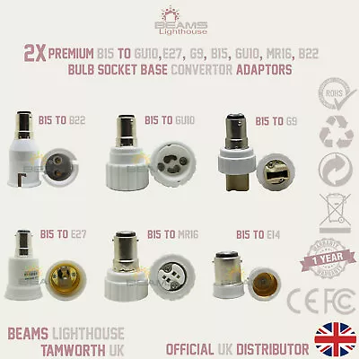 2x B15 SBC To MR16 G9 E14 GU10 E27 B22  LED/CFL Light Bulb Adapter Convertor UK • £4.38