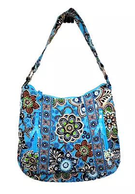 Retired Vera Bradley Purse Bali Blue Cotton Fabric Shoulder Tote Bag Purse • $24.95