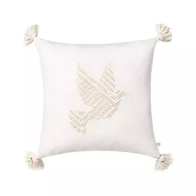 Hearth & Hand With Magnolia Dove Cream Christmas Throw Pillow Tassels 18 X18  • $19.95