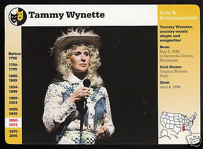 TAMMY WYNETTE Country Music Singer 1998 GROLIER STORY OF AMERICA CARD #122-16 • £3.79