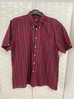 £15 • Buy Merc London Mack Red Tartan Check Shirt - Short Sleeved Size XXL