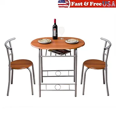 3PCS Modern Kitchen Breakfast Bar Dining Metal Frame MDF Table And 2 Chairs Set • $96.10