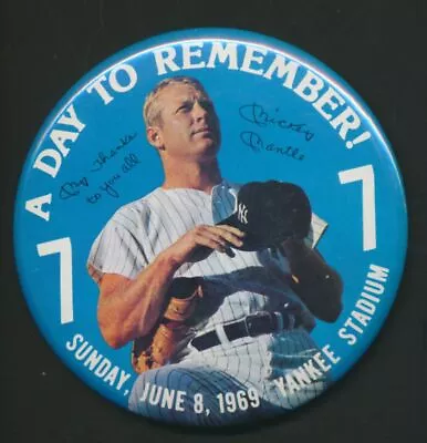 Mickey Mantle 1969 A Day To Remember 4  Pin *2052 • $10