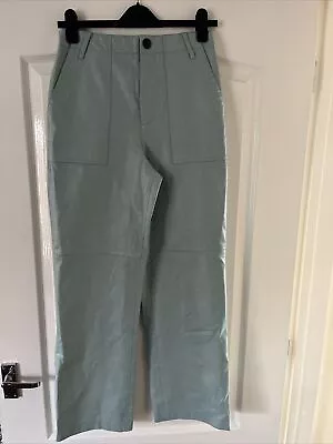 Ladies Zara Baby Blue Leather Look Trousers Small • £4.99