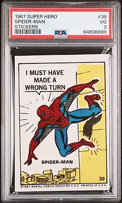 1967 Marvel Super Heros Philadelphia Gum SPIDER-MAN Sticker #39  PSA 3 • $40