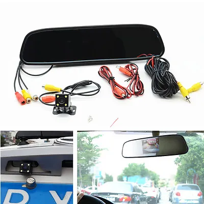 Car Reverse Backup LED Camera+Rearview Mirror Display Monitor • $33.91