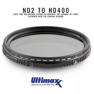 ULTIMAXX Variable Neutral Density Twisting Multi-Coated Filter ND2-ND400 • $11.49