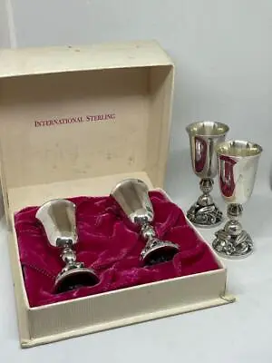 *vintage 925 Silver Georg Jensen La Paglia Cordial Goblet Set Of 4  #b301 • $399.95