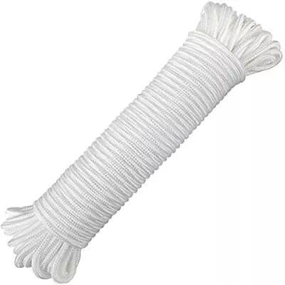 90 Ft 1/4 Inch (7mm) Nylon Poly Rope Flag Pole 90ft (27.5M) White • $10.76