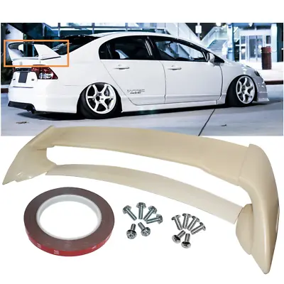 For 06-11 Civic 4DR Sedan Unpainted Mugen Style RR 4Pic Trunk Wing Spoiler Rear • $57