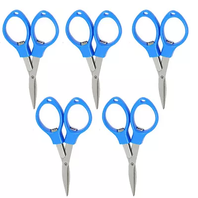 5x Blue Folding Camping Stainless Steel Scissors Keychain Scissor Mini Cutter US • $9.89
