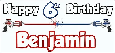 Laser Tag 6th Birthday Banner X 2 - Party Decorations - Personalised ANY NAME • £7.95