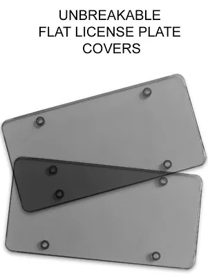 $8.95 • Buy 2x Smoked Flat License Plate Cover Shield Tinted Plastic Tag Protector