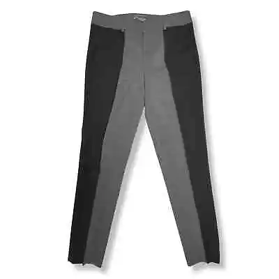 $42 • Buy Vince Womens 2 Slim Skinny Dress Pants Gray Black Color Block Wool Blend Stretch