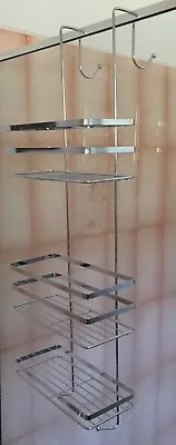 Over Shower Screen 3 Tier Caddy Bathroom Door Rack Chrome Steel Shelf 78.5cm (L) • $23.85