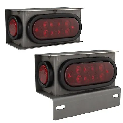 LED Trailer Steel Housing Box License Plate Bracket Kit 6  Oval Light DOT 2pk • $63.95