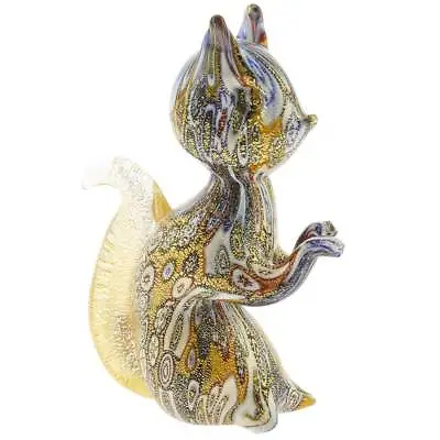 GlassOfVenice Murano Glass Golden Quilt Millefiori Squirrel • $169.95