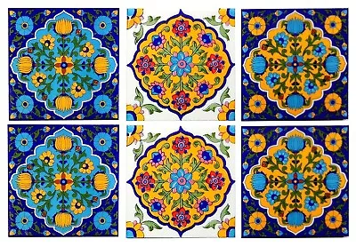 Set Of 6 Home Decor Moroccan Interior Exterior Ceramic Wall Tiles 6 X 6 Inch • $110.94