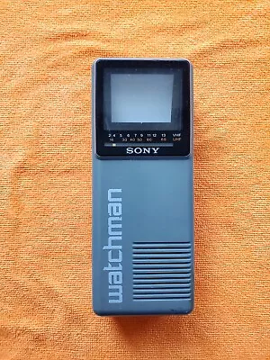 Vintage 1986 Sony Watchman TV B&W Handheld TV - Works!   38 Years Owned. • $25