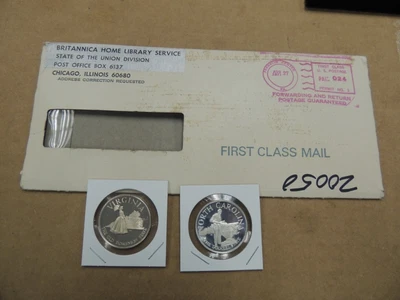 $47.50 • Buy Vintage Franklin Mint States Of The Union Series Large Silver Coin Nc + Va