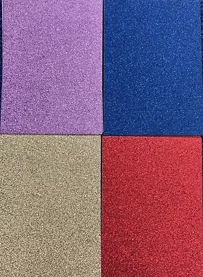 12 X A6 SHEETS  GLITTER CARD - 14 X 10cm - 4 Colours -￼ 250gs Non Shed • £1.20