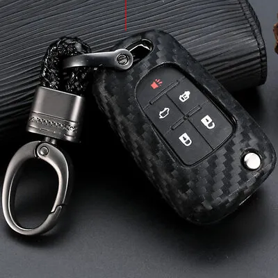 Carbon Fiber Style Silicone Keychain Key Fob Cover Case For Chevrolet Buick GMC • $9.18