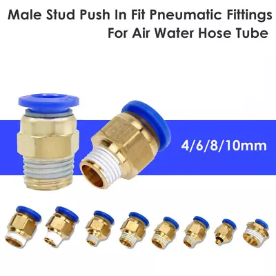 10x Male Stud Push In Fit Pneumatic Fittings For Air Water Hose Tube 4 6 8 10 Mm • $13.79