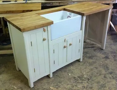 £1650 • Buy Bespoke Pine Freestanding Belfast Butler Sink Unit Oak Top Kitchen Utility Room