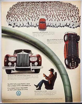 1969 VW Volkswagen Beetle Inspected Vtg Print Ad Poster Man Cave Art Deco 60's • $10.88