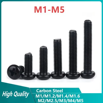 £1.54 • Buy M1-M5 Pozi Pan Head Machine Screws/Bolts Black Smaller Micro Eyeglasses Computer