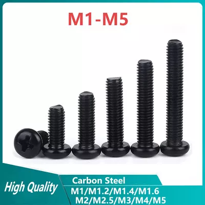 M1-M5 Pozi Pan Head Machine Screws/Bolts Black Smaller Micro Eyeglasses Computer • £1.48