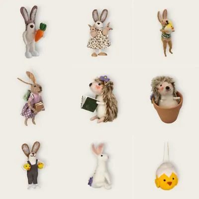 Hand Felted Easter Decorations Cute Animal Rabbit Hedgehog Chick By Shoeless Joe • £2.95