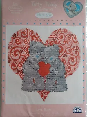 New Large Dmc Tatty Teddy Me To You Counted Cross Stitch Kit. 'love Bears'. • £22.50