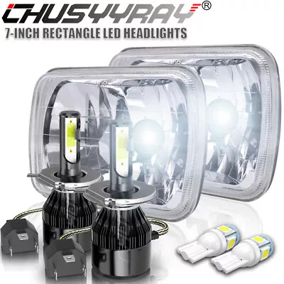 7X6 Glass Lens Headlight Conversion Kit To H4/9003 Size + LED Bulbs For Jeep XJ • $99.99
