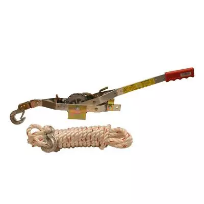 Rope Puller Come Along Tool 3/4 Ton Capacity 10:1 Leverage With 20 Ft Rope • $74.73