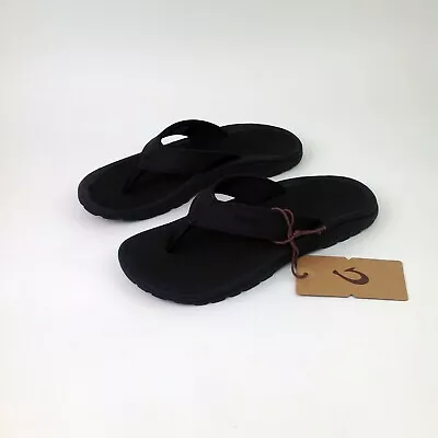 OluKai Mens Ohana Beach Sandals In Black/Black US Size 12 10110-4040 • $75