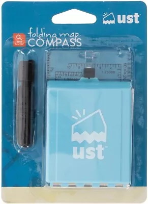 UST Folding Map Compass Sighting Mirror Inch Metric 1:25k Lanyard Easy Reading • $12.49