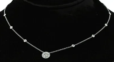 $1999 • Buy 14k White Gold 1.50ct Diamond Cluster Pendant On Diamond By The Yard Chain