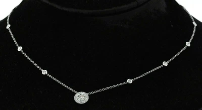 $1999 • Buy 14k White Gold 1.50ct Diamond Cluster Pendant On Diamond By The Yard Chain