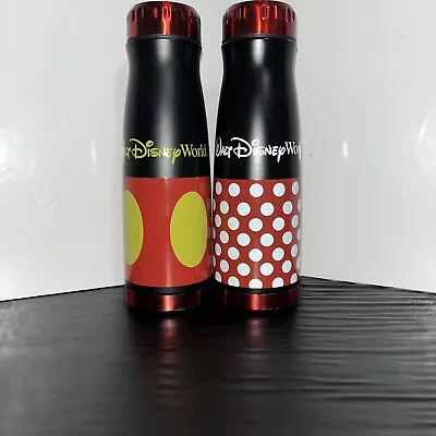 Lot Of 2 Mickey And Minnie Nose Metal Bottles Walt Disney World • $29.82