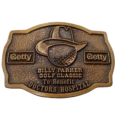 Getty Oil Belt Buckle Billy Parker Golf Classic Benefit Vintage Cowboy Golfer Ba • $24.99