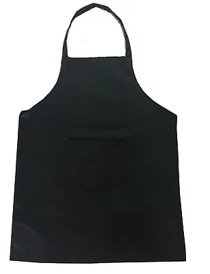 £4.99 • Buy CHEFS APRON Black Cotton Catering Cooking BBQ With Bib Pockets Heavy Duty