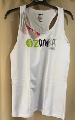 Zumba White Racerback Vest Tank Top Shirt Ladies Workout Gym Training Dance XXL • £7.99