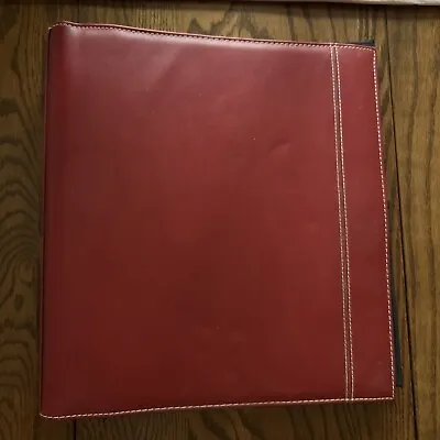 Red Leather Organizer 3 Ring Binder With File Tabs And Calculator • $45