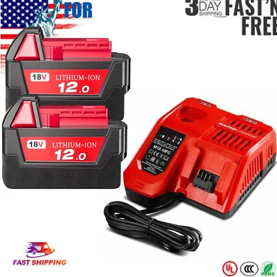 Battery For Milwaukee For M18 18V 12.0AH Extended Lithium 48-11-1880 Or Charger • $21.92