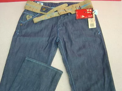 Women's 4 STROKE JEANS W/belt Size 29 Dark Wash W/light Bl Stitching NWT • $24.99