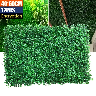 12X Artificial Plant Wall Fence Panel Foliage Hedge Grass Mat Greenery Decor TOP • £65.25