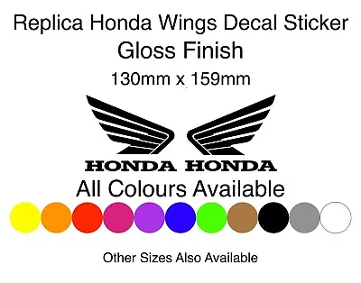 Honda Wings Replica Tank Fairing Decal Sticker Pair 130mm X 159mm  • £5.75